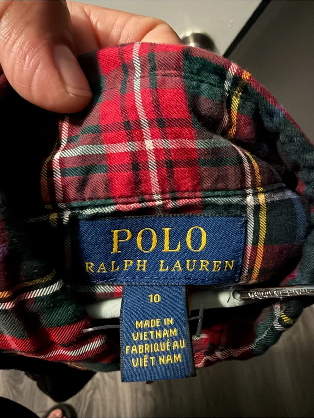 Ralph Lauren Navy, Red & Yellow Plaid Button-Front Shirt Dress Size 10 girls